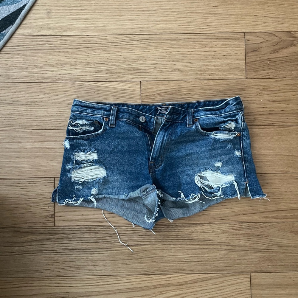 Abercrombie & Fitch Blue Distressed Jean Shorts